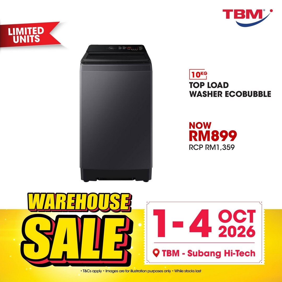 TBM-Malaysia-TBM-Warehouse-Sale-Subang-Hi-Tech-10 1-4 October 2026: TBM Malaysia: TBM Warehouse Sale Subang Hi-Tech – Up to 80% Off Electronics