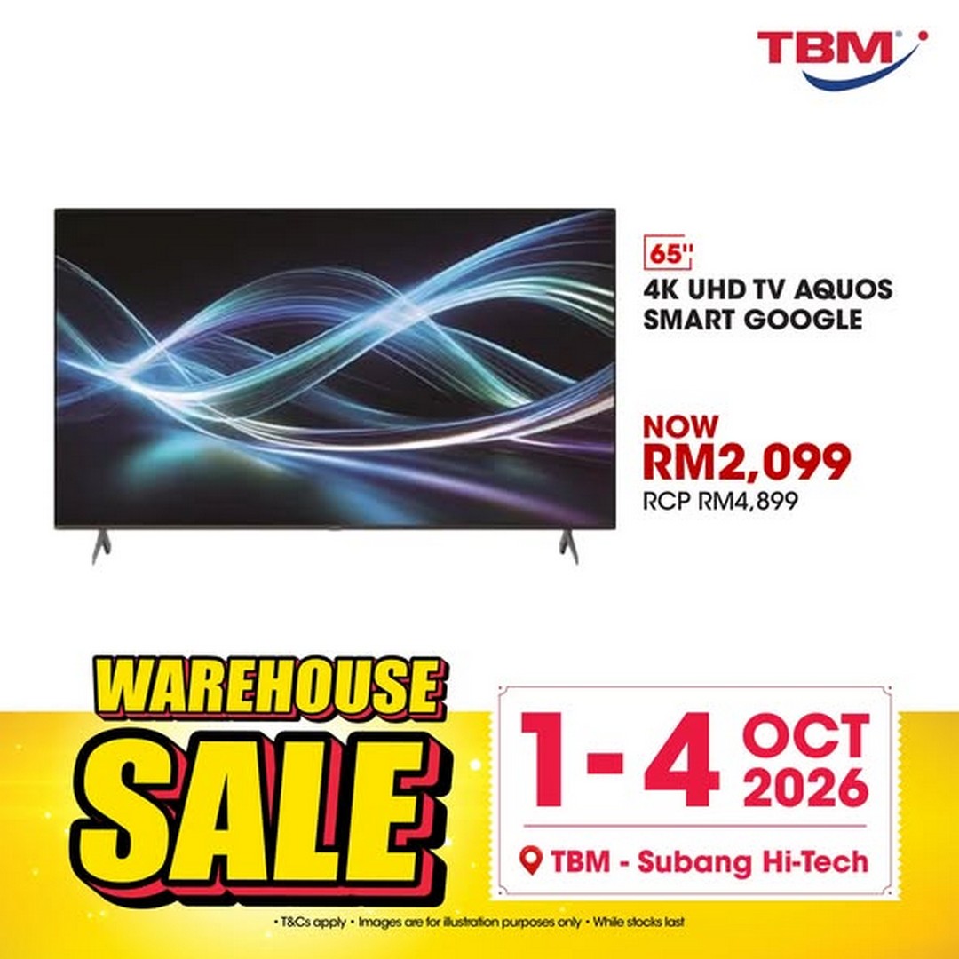 TBM-Malaysia-TBM-Warehouse-Sale-Subang-Hi-Tech-2 1-4 October 2026: TBM Malaysia: TBM Warehouse Sale Subang Hi-Tech – Up to 80% Off Electronics