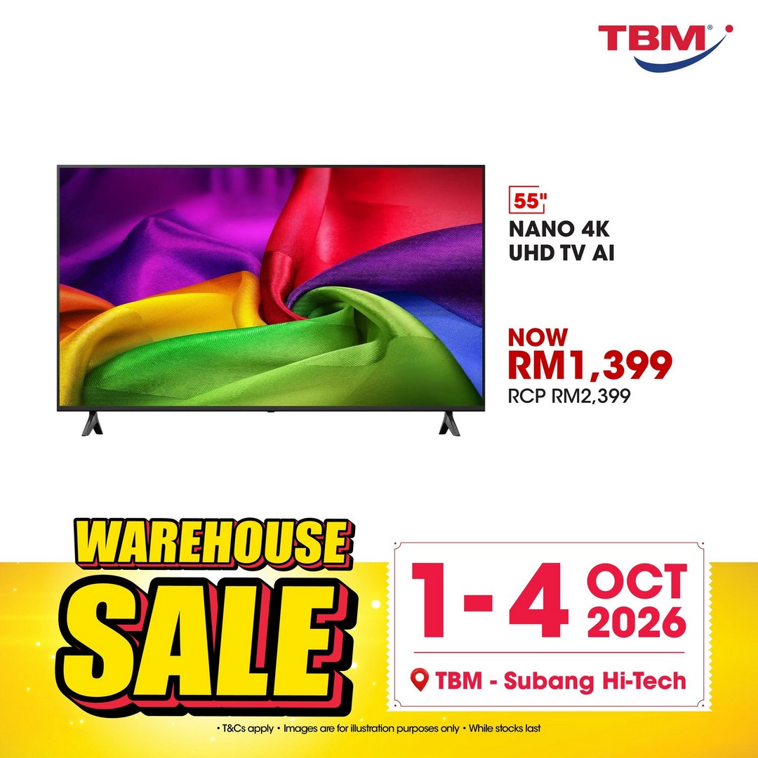 TBM-Malaysia-TBM-Warehouse-Sale-Subang-Hi-Tech-7 1-4 October 2026: TBM Malaysia: TBM Warehouse Sale Subang Hi-Tech – Up to 80% Off Electronics