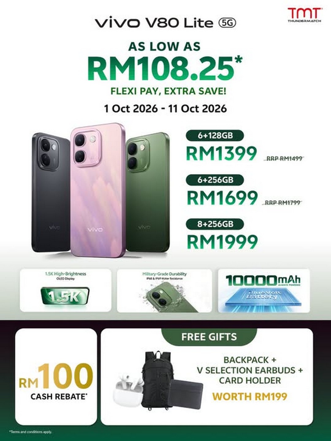 TMT-Malaysia-vivo-V80-Lite-5G-RM100-Cash-Rebate-Promotion 1-11 October 2026: TMT Malaysia: vivo V80 Lite 5G RM100 Cash Rebate Promotion with Free Gifts
