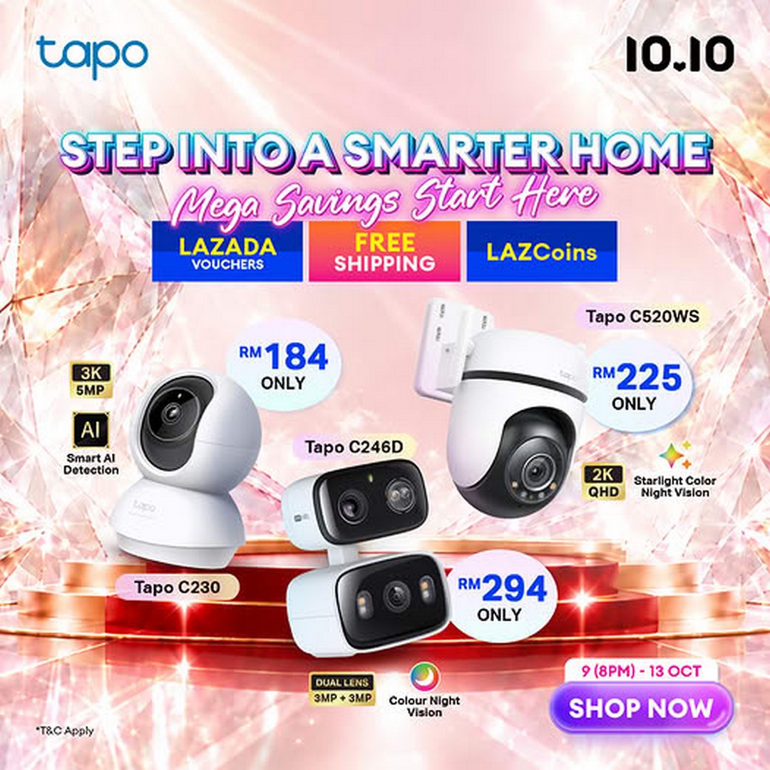 TP-Link-Enjoy-Up-to-25-OFF-Tapo-WiFi-CCTV-Vouchers-During-Lazada 9–13 October 2026: TP-Link: Enjoy Up to 25% OFF Tapo WiFi CCTV Vouchers During Lazada 10.10 Sale – Shop Online from 8PM on 9 October for Smarter Home Security Deals