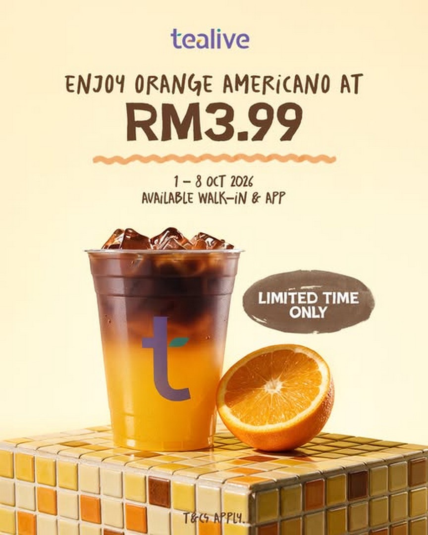 Tealive-Malaysia-Orange-Americano-Promotion-at-RM3.99 1–8 October 2026: Tealive Malaysia: Orange Americano Promotion at RM3.99 – Enjoy a Refreshing Coffee Deal In-Store and via the Tealive App