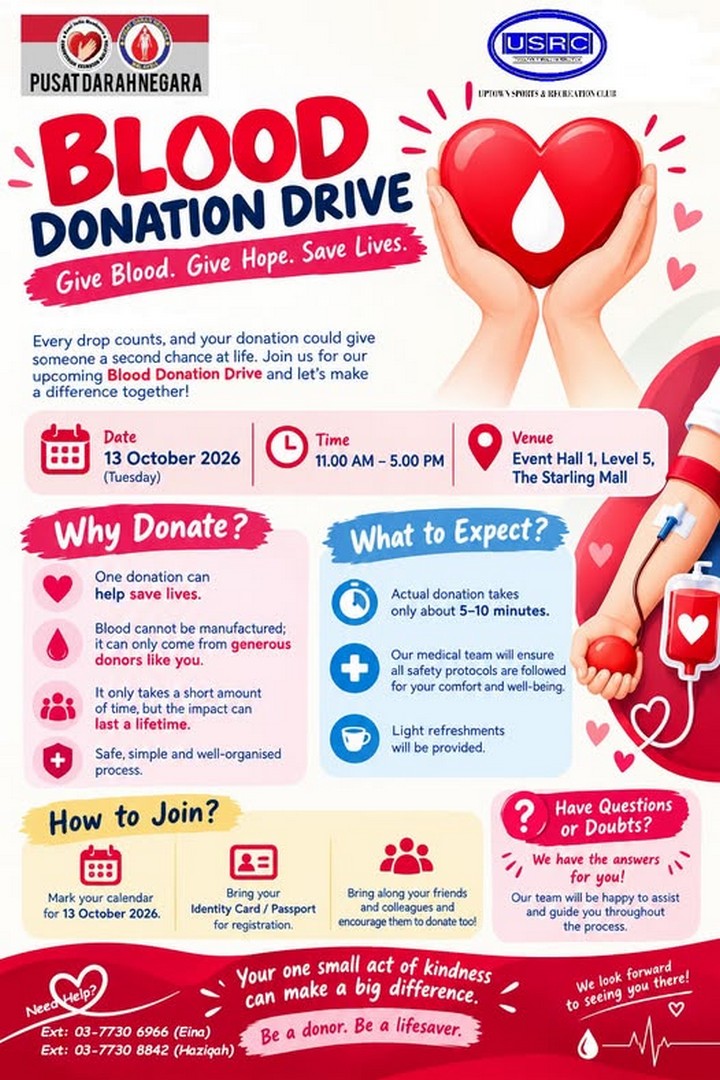 The-Starling-Blood-Donation-Drive-Promotion 13 October 2026: The Starling: Blood Donation Drive Promotion – Donate Blood, Share Hope and Make a Life-Saving Difference at Event Hall 1, Level 5