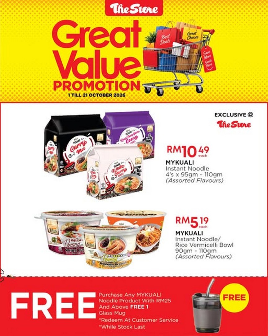 The-Store-Malaysia-MyKuali-Noodles-Promotion Now till 21 October 2026: The Store Malaysia: MyKuali Noodles Promotion – Spend RM25 and Redeem a FREE Glass Mug While Stocks Last