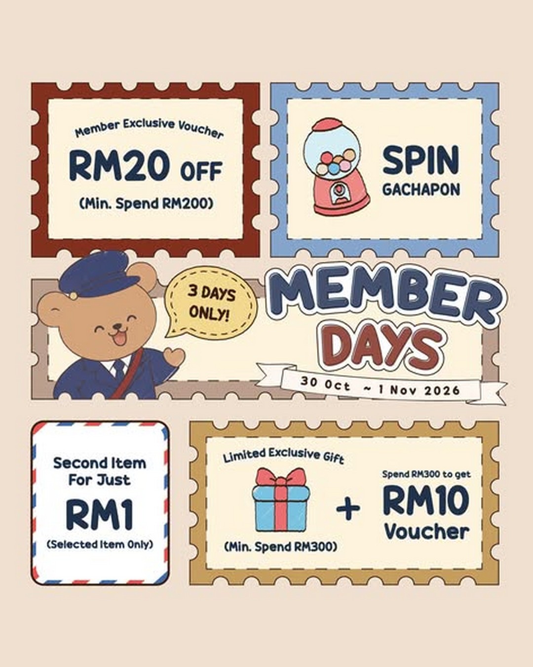 Tiny-Button-Member-Days-Promotion 30 October-1 November 2026: Tiny Button Member Days Promotion – Enjoy RM20 OFF, RM1 Second Item Deal, Gachapon Surprise Gifts & Exclusive Shopping Rewards at Online Store and 13 Concept Stores