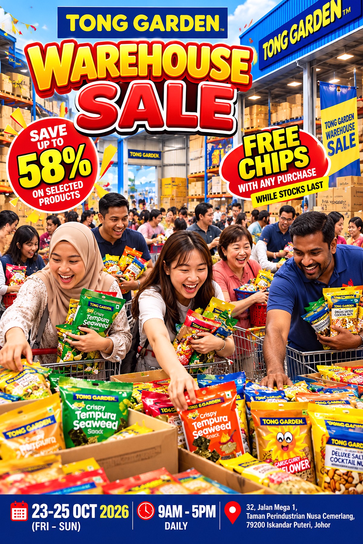 Tong-Garden-Warehouse-Sale-Extravaganza-1 23–25 Oct 2026: Tong Garden Malaysia Warehouse Sale in Johor – Save Up to 58%, Snack Deals and Free Chips