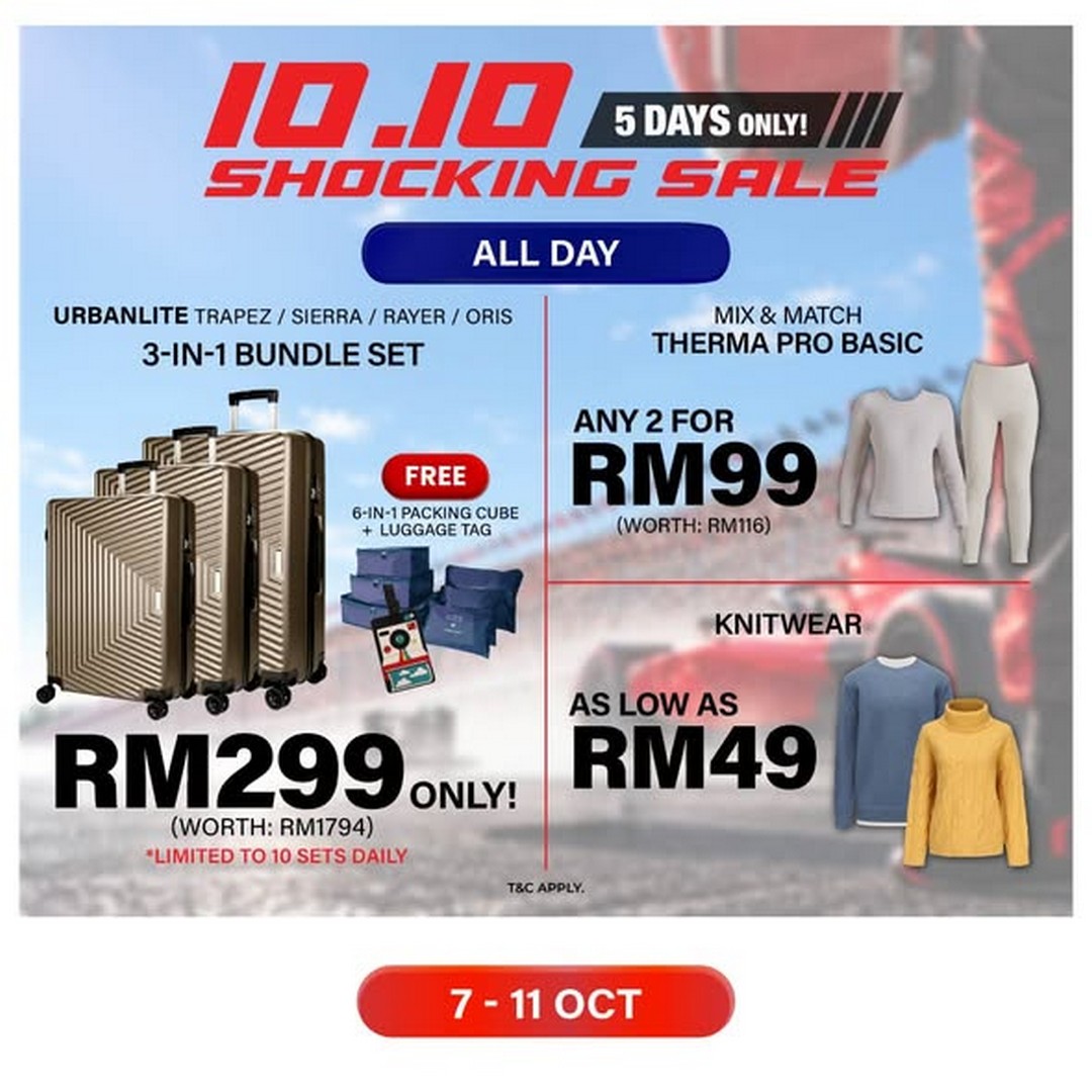 Universal-Traveller-Malaysia-10.10-Shocking-Sale-1 7-11 October 2026: Universal Traveller Malaysia: 10.10 Shocking Sale with Luggage from RM29, 3-in-1 Bundle Collections from RM299 and Free Shipping Online