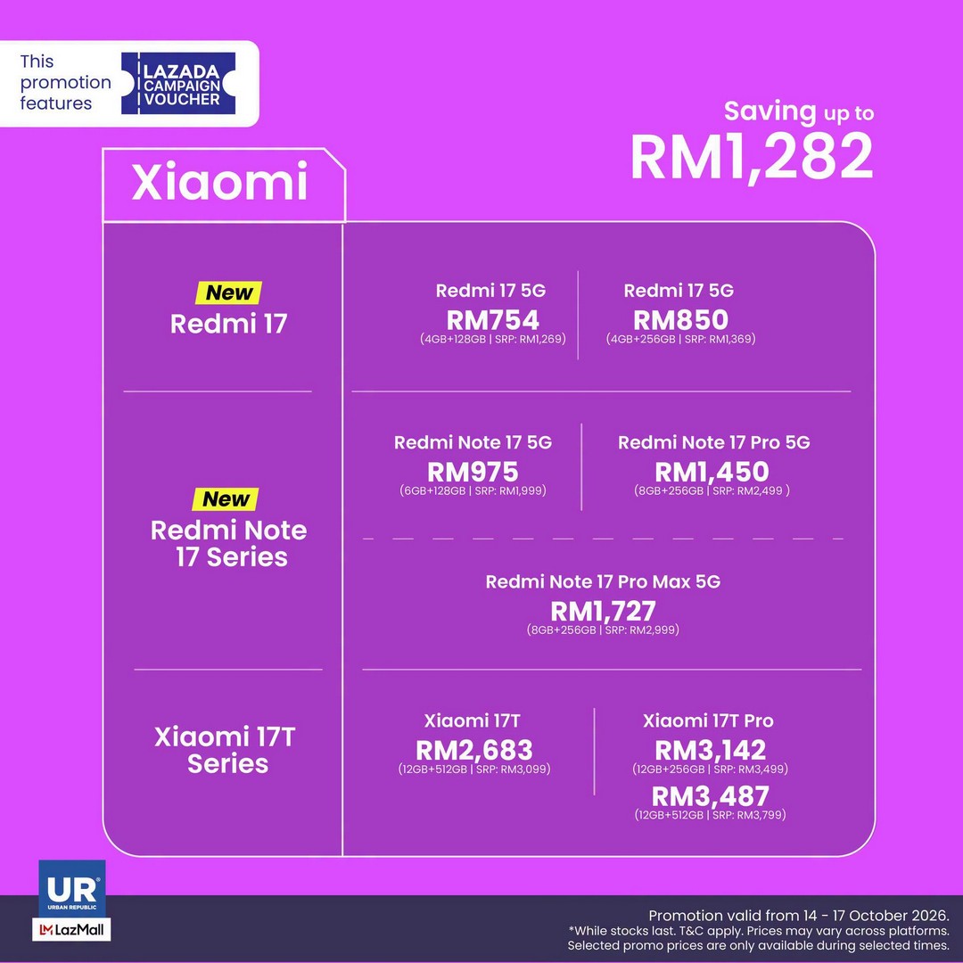 Urban-Republic-Lazada-15.10-Mid-Month-Sale-10 14-17 October 2026: Urban Republic: Lazada 15.10 Mid-Month Sale – Enjoy Up to RM2,000 Off Selected Products Online