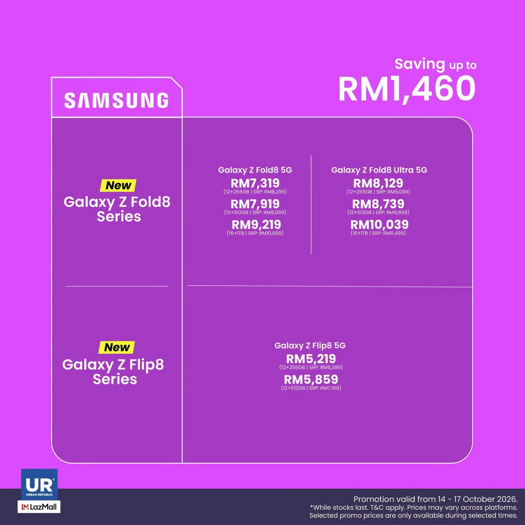 Urban-Republic-Lazada-15.10-Mid-Month-Sale-11 14-17 October 2026: Urban Republic: Lazada 15.10 Mid-Month Sale – Enjoy Up to RM2,000 Off Selected Products Online