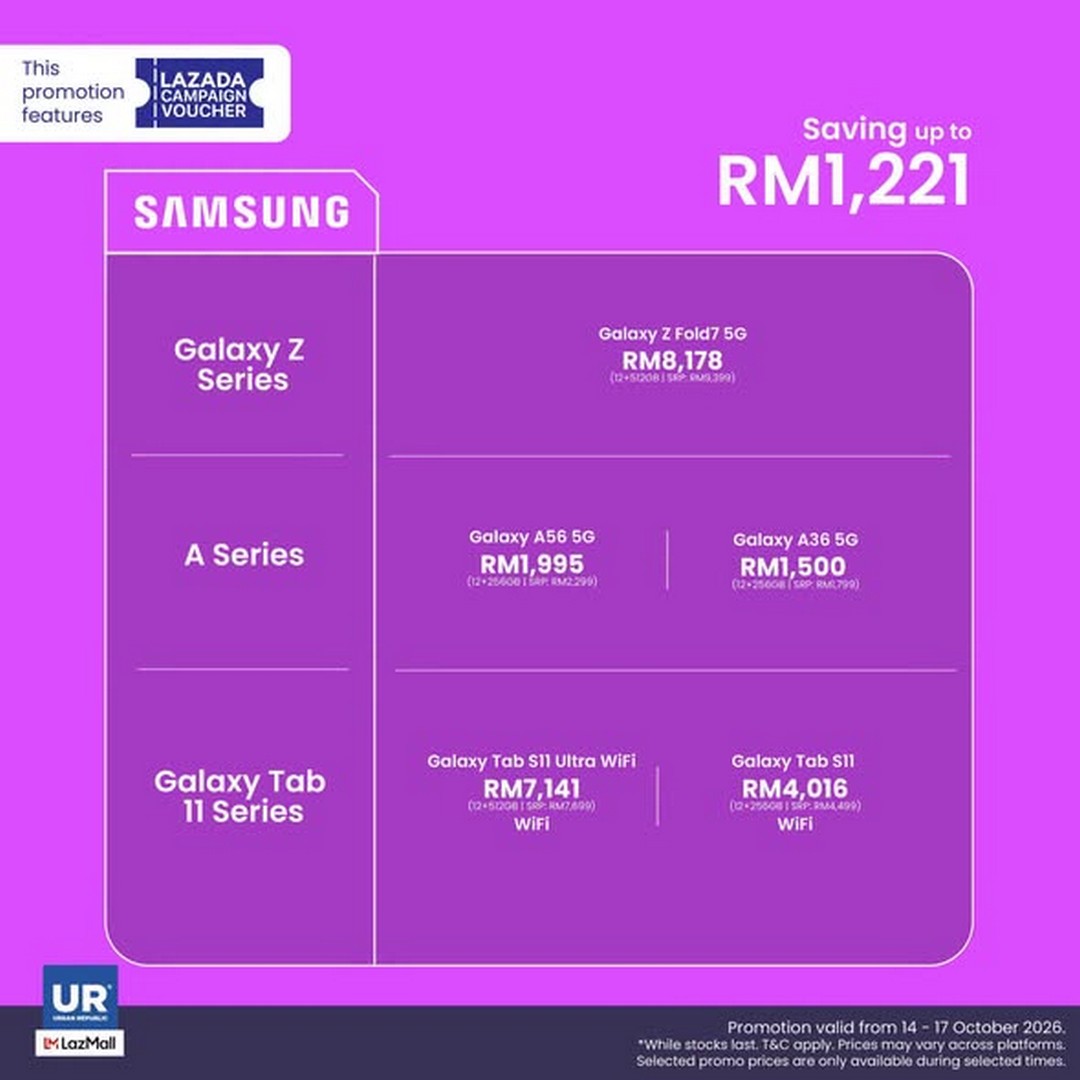Urban-Republic-Lazada-15.10-Mid-Month-Sale-3 14-17 October 2026: Urban Republic: Lazada 15.10 Mid-Month Sale – Enjoy Up to RM2,000 Off Selected Products Online