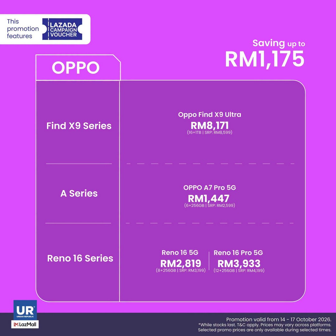 Urban-Republic-Lazada-15.10-Mid-Month-Sale-9 14-17 October 2026: Urban Republic: Lazada 15.10 Mid-Month Sale – Enjoy Up to RM2,000 Off Selected Products Online