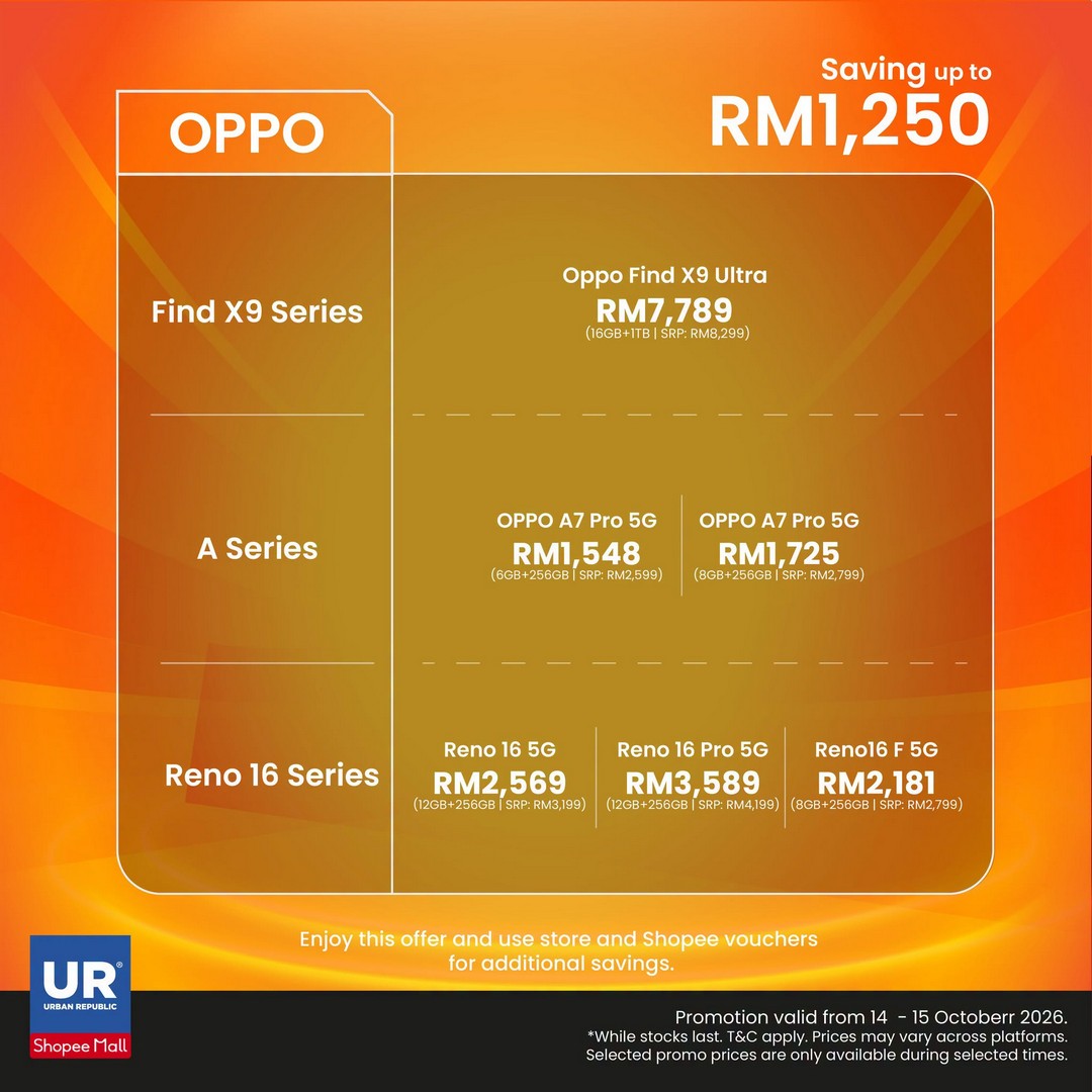 Urban-Republic-Shopee-15.10-Mega-Sale-10 14-15 October 2026: Urban Republic Shopee 15.10 Mega Sale – Save Up to RM2,140 on Tech Gadgets and Enjoy Exclusive Rewards at the Official Store