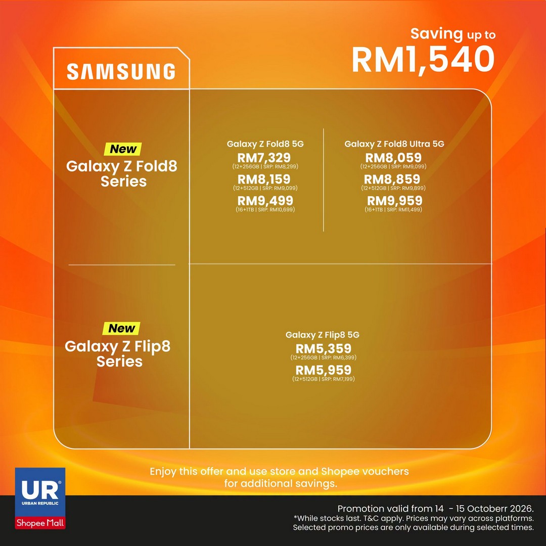 Urban-Republic-Shopee-15.10-Mega-Sale-11 14-15 October 2026: Urban Republic Shopee 15.10 Mega Sale – Save Up to RM2,140 on Tech Gadgets and Enjoy Exclusive Rewards at the Official Store