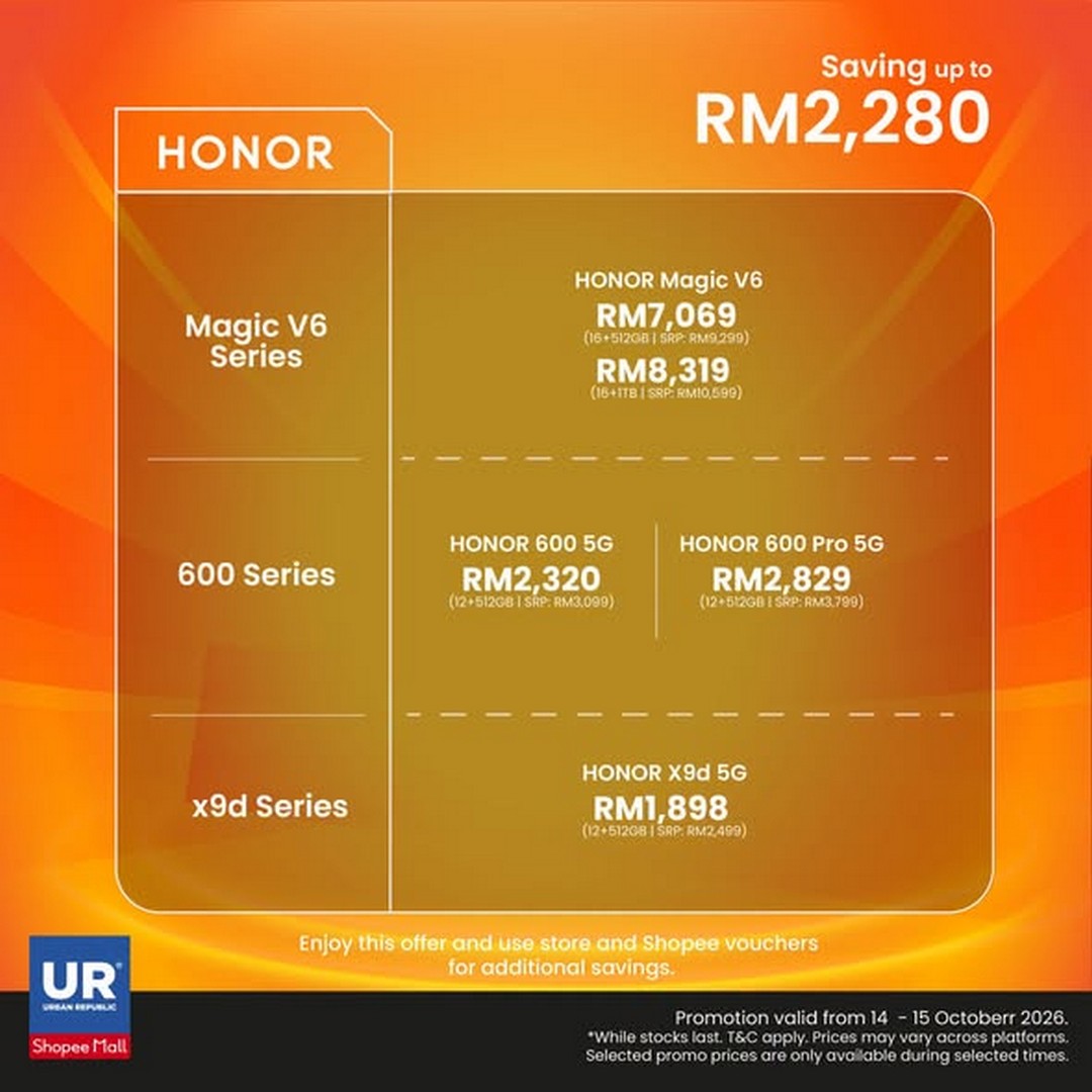 Urban-Republic-Shopee-15.10-Mega-Sale-2 14-15 October 2026: Urban Republic Shopee 15.10 Mega Sale – Save Up to RM2,140 on Tech Gadgets and Enjoy Exclusive Rewards at the Official Store