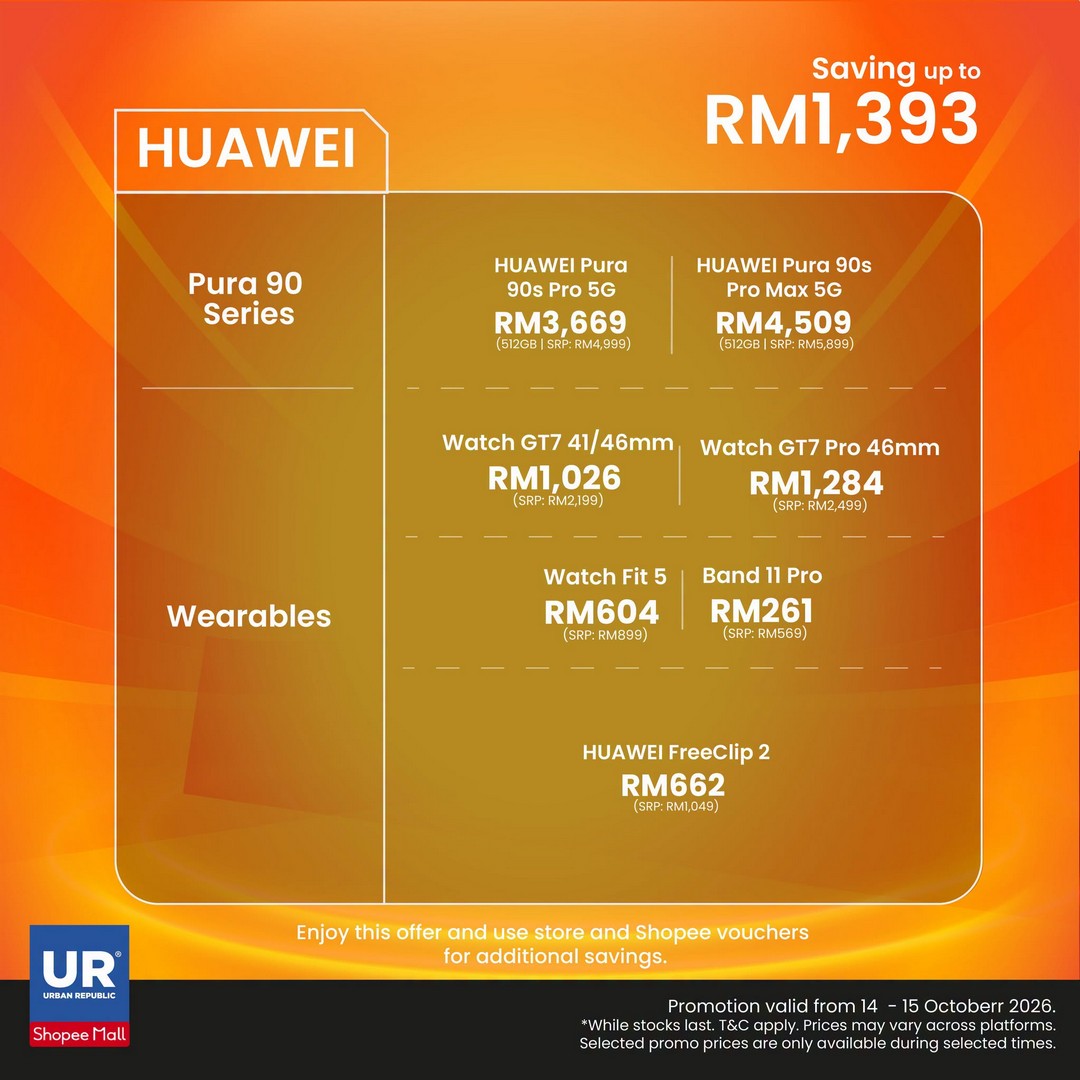 Urban-Republic-Shopee-15.10-Mega-Sale-9 14-15 October 2026: Urban Republic Shopee 15.10 Mega Sale – Save Up to RM2,140 on Tech Gadgets and Enjoy Exclusive Rewards at the Official Store