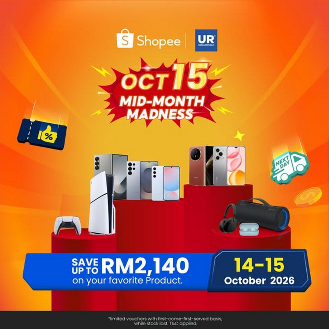 Urban-Republic-Shopee-15.10-Mega-Sale 14-15 October 2026: Urban Republic Shopee 15.10 Mega Sale – Save Up to RM2,140 on Tech Gadgets and Enjoy Exclusive Rewards at the Official Store