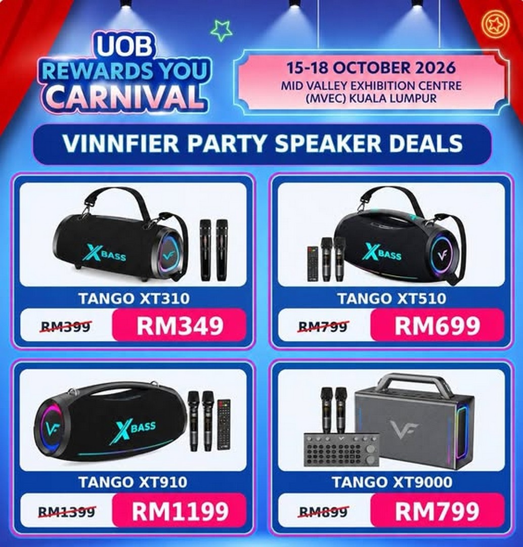 VINNFIER-UOB-Rewards-You-Carnival-2026-Promotion-2 15–18 October 2026: VINNFIER: UOB Rewards You Carnival 2026 Promotion at Mid Valley Exhibition Centre Kuala Lumpur – Exclusive Deals on Soundbars, Party Speakers, Headphones and More