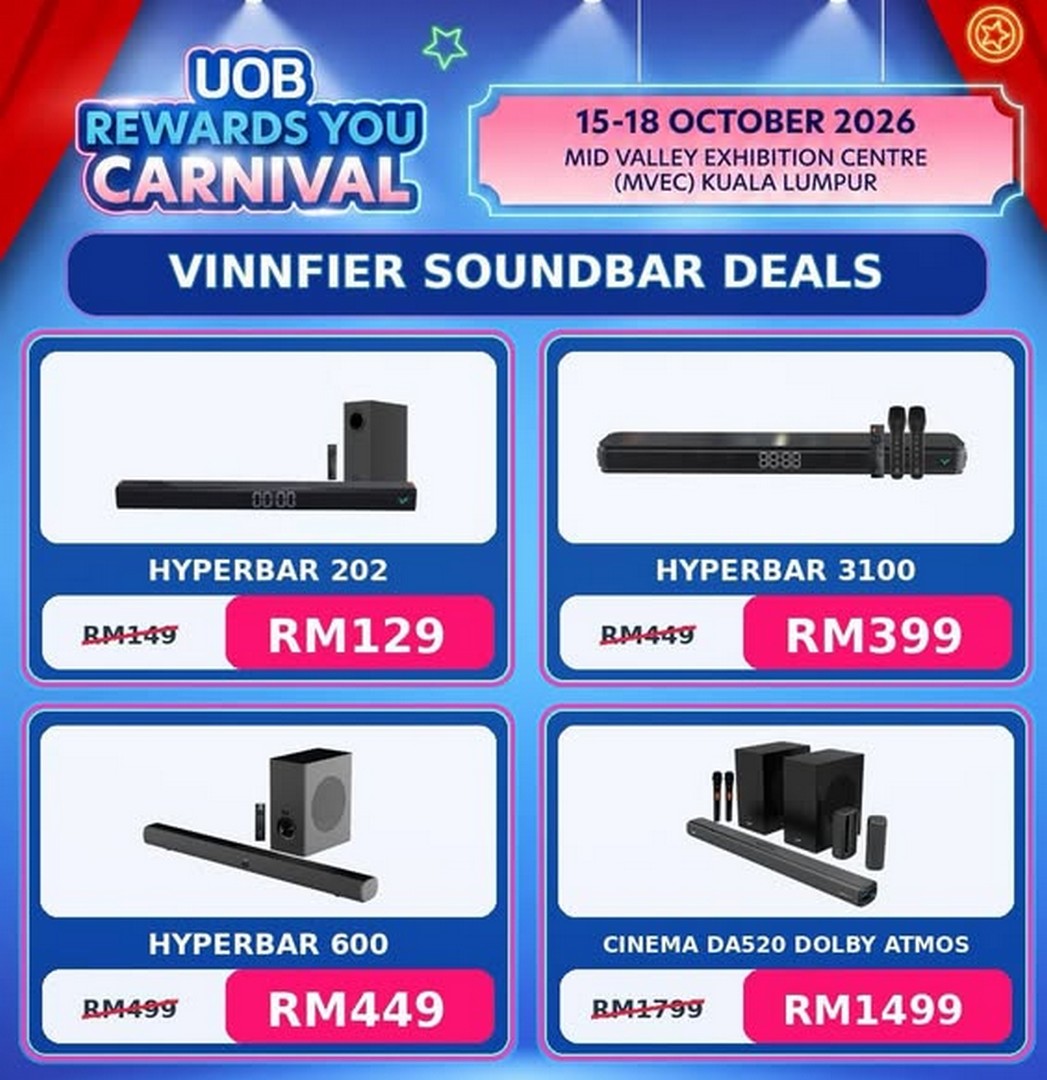 VINNFIER-UOB-Rewards-You-Carnival-2026-Promotion 15–18 October 2026: VINNFIER: UOB Rewards You Carnival 2026 Promotion at Mid Valley Exhibition Centre Kuala Lumpur – Exclusive Deals on Soundbars, Party Speakers, Headphones and More