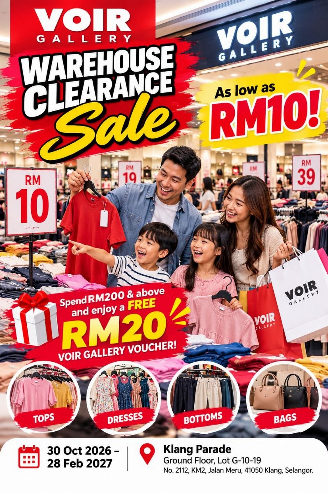 VOIR-Gallery-Warehouse-Clearance-Sale-2 30 October 2026–28 February 2027: VOIR Gallery Warehouse Clearance Sale at Klang Parade – Fashion Deals from RM10 & FREE RM20 Voucher, 10am–10pm