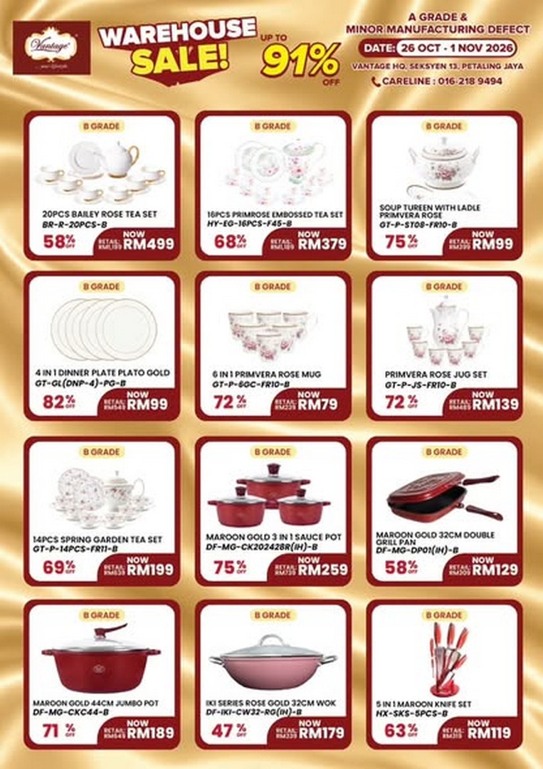 Vantage-Malaysia-Warehouse-Sale-2026-2 26 October–1 November 2026: Vantage Malaysia Warehouse Sale 2026 – Enjoy Up to 91% OFF Cookware, Pots, Pans and Dinnerware
