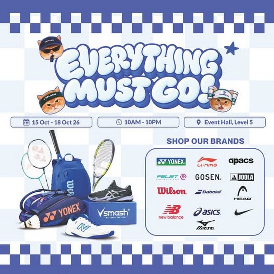 Vsmash-Clearance-Sale-on-Sports-Shoes-Rackets-Bags 15–18 October 2026: Vsmash: Clearance Sale on Sports Shoes, Rackets, Bags and Accessories at The Starling