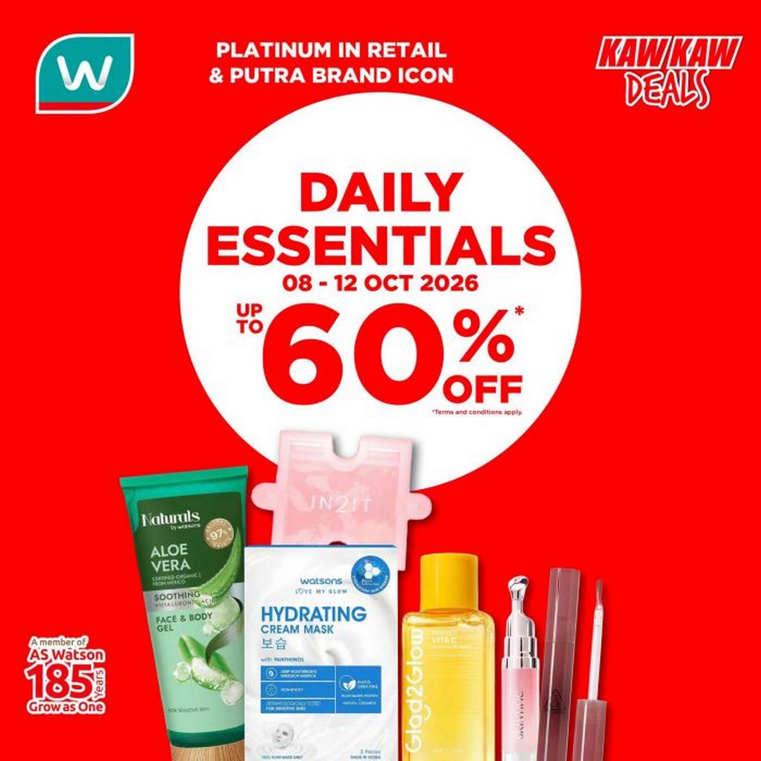 Watsons-Malaysia-Daily-Essentials-Promotion-–-Up-to-60-OFF 8-12 October 2026: Watsons Malaysia: Daily Essentials Promotion – Up to 60% OFF at Stores & Online