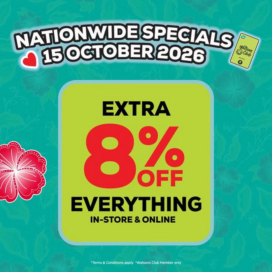 Watsons-Malaysia-One-Day-Celebration-Promotion-1 15 October 2026: Watsons Malaysia: One-Day Celebration Promotion with Extra 8% Off Everything, Traveloka Holiday Voucher Giveaway and Watsons Club Points Rewards