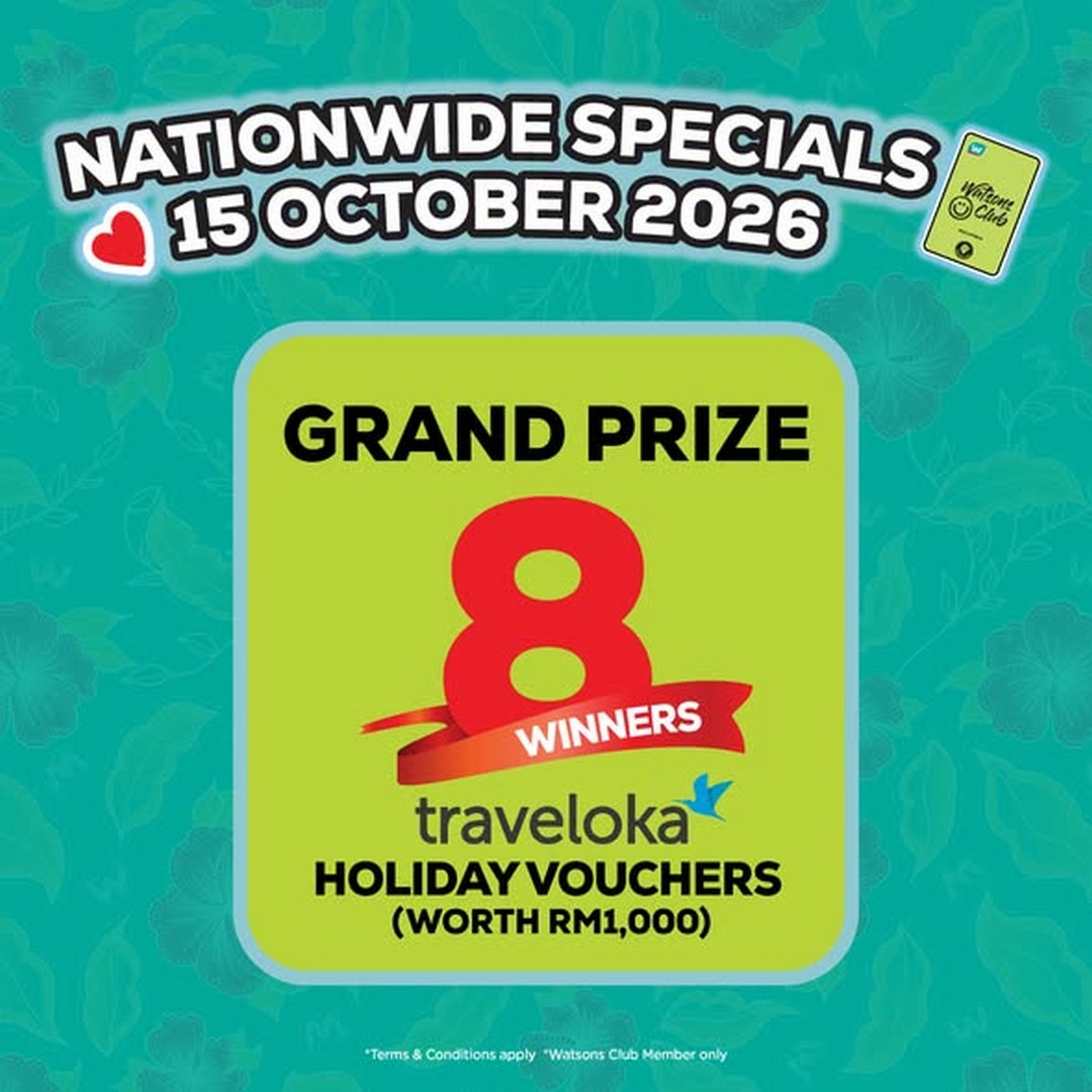 Watsons-Malaysia-One-Day-Celebration-Promotion-2 15 October 2026: Watsons Malaysia: One-Day Celebration Promotion with Extra 8% Off Everything, Traveloka Holiday Voucher Giveaway and Watsons Club Points Rewards