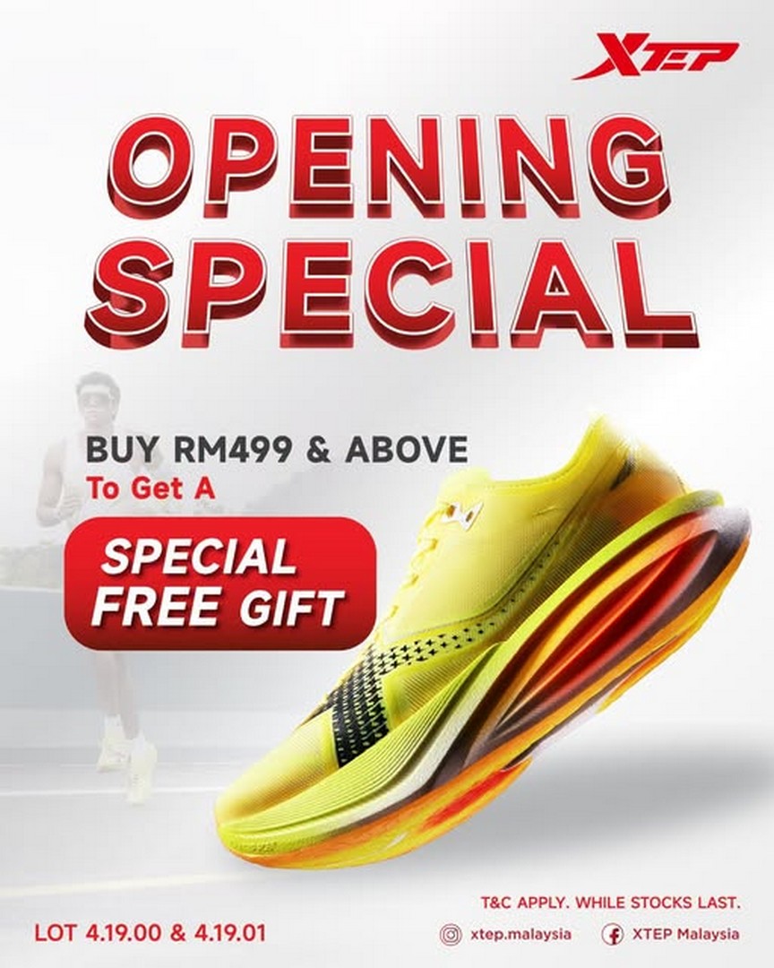 Xtep-Malaysia-Grand-Opening-Promotion 5 October 2026 onwards: Xtep Malaysia: Grand Opening Promotion – Get a Free Gift When You Spend RM499 at Pavilion Bukit Jalil