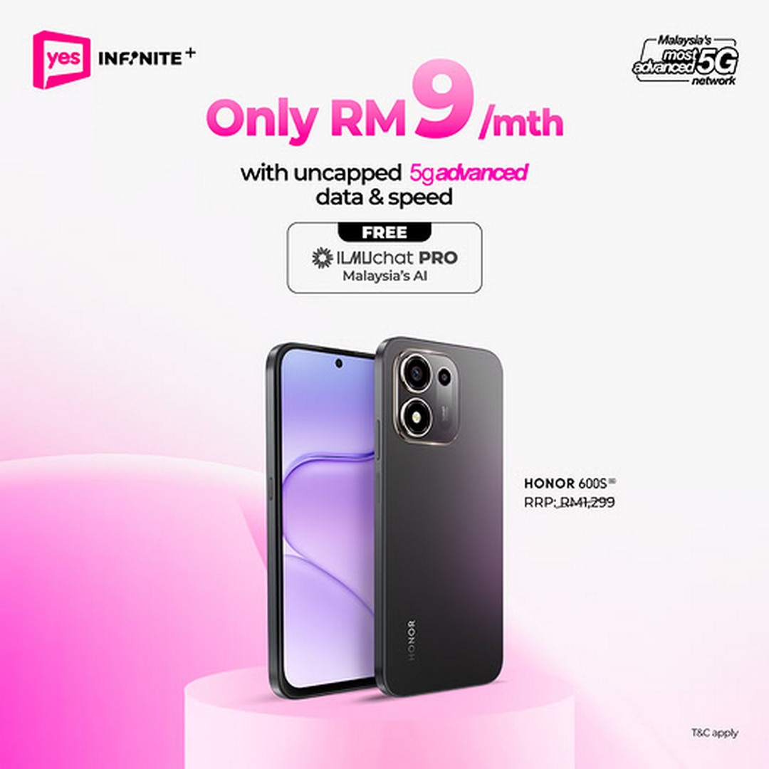 YES-HONOR-600S-Promotion-from-RM9-Month 5 October 2026 onwards: YES: HONOR 600S Promotion from RM9/Month with Infinite+ Postpaid Plan, 0% Monthly Interest and Free ILMUchat Pro
