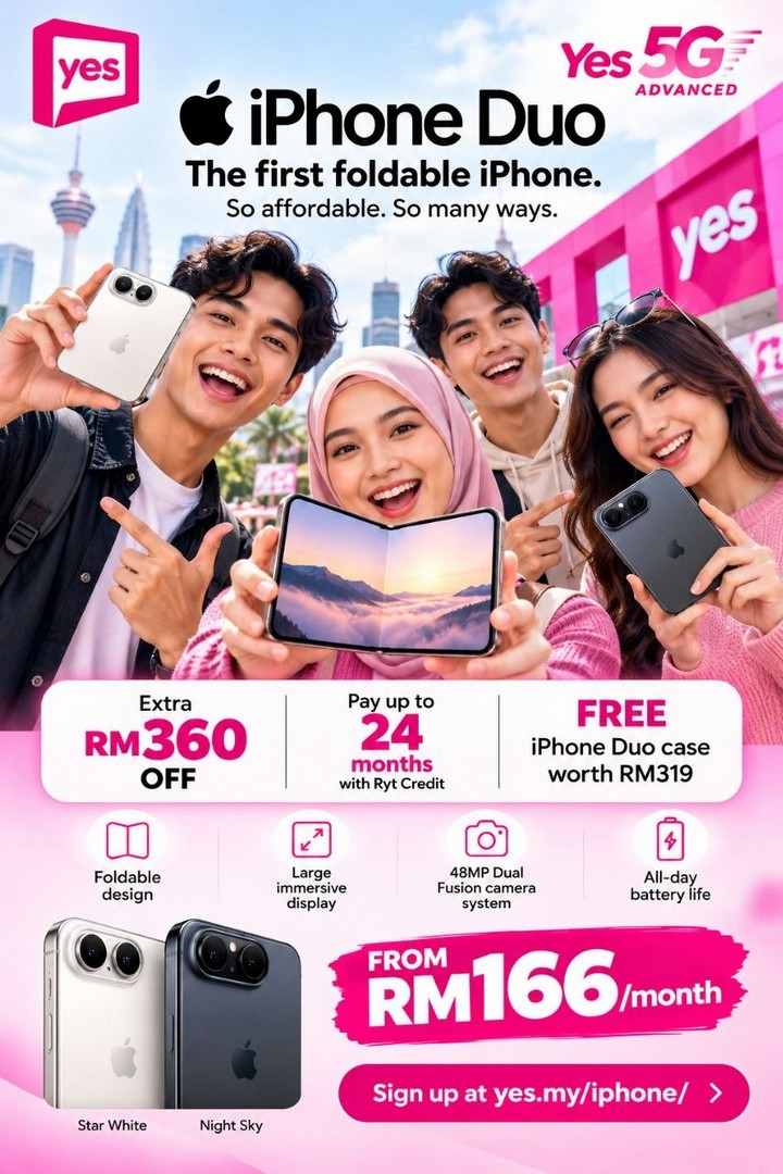 Yes-Malaysia-iPhone-Duo-Pre-Order-Promotion-1 18 October 2026 onwards: Yes Malaysia: iPhone Duo Pre-Order Promotion – Save RM360, Get a Free Case Worth RM319, and Enjoy Monthly Payments from RM166