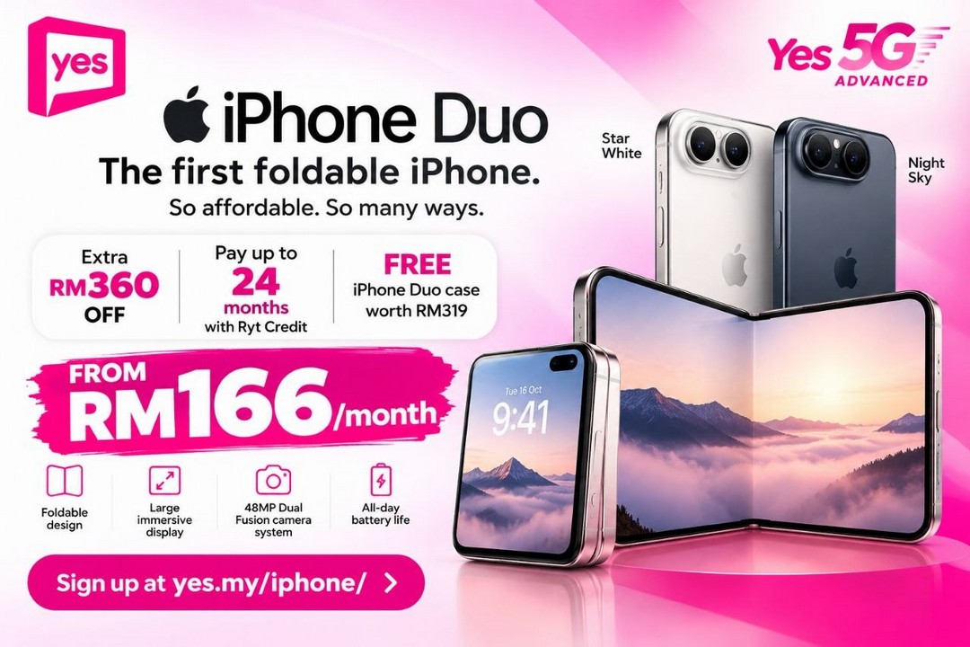 Yes-Malaysia-iPhone-Duo-Pre-Order-Promotion 18 October 2026 onwards: Yes Malaysia: iPhone Duo Pre-Order Promotion – Save RM360, Get a Free Case Worth RM319, and Enjoy Monthly Payments from RM166