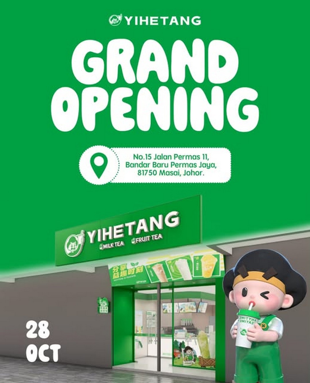 Yi-He-Tang-Malaysia-Permas-Jaya-Grand-Opening-Promotion 28 October 2026: Yi He Tang Malaysia Permas Jaya Grand Opening Promotion – Buy 1 Free 1 and RM2.90 Limited-Time Bubble Tea Deals in Johor