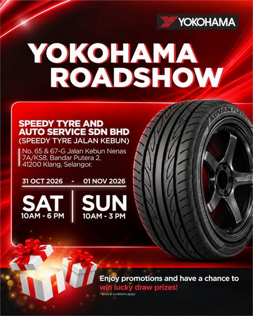 Yokohama-Tyre-Malaysia-Speedy-Tyre-Roadshow-Sale 31 October–1 November 2026: Yokohama Tyre Malaysia Speedy Tyre Roadshow Sale & Promotion in Klang – Exclusive Deals, Exciting Prizes and Weekend Offers at Jalan Kebun