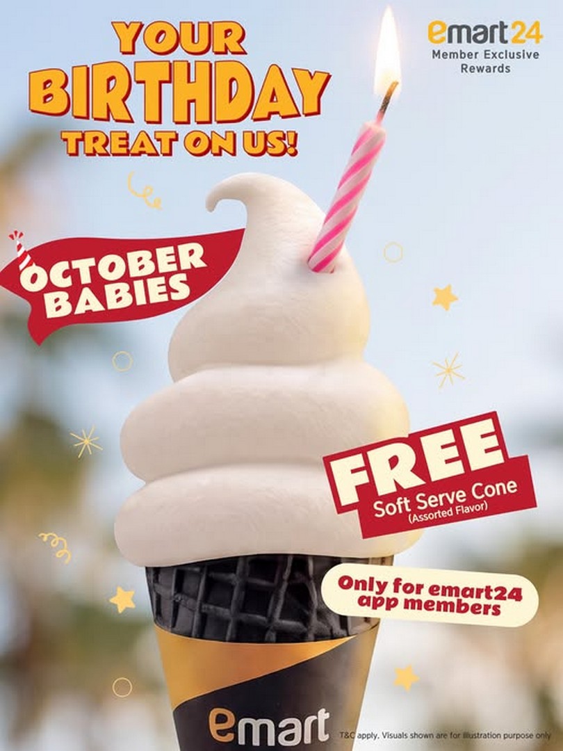 emart24-FREE-Soft-Serve-Cone-Birthday-Promotion 1 October 2026 onwards: emart24: FREE Soft Serve Cone Birthday Promotion for October Babies, App Members Can Redeem a Free Treat at Participating emart24 Stores