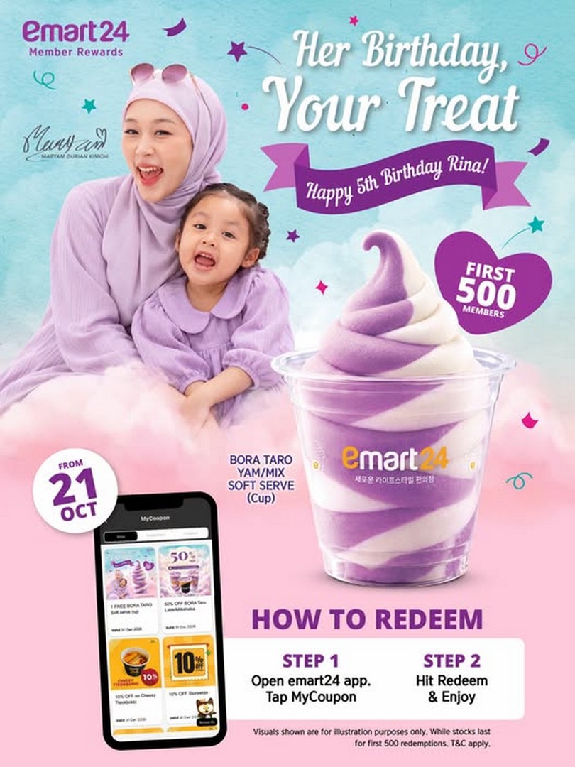 emart24-Malaysia-Free-Bora-Taro-Yam-Soft-Serve-Giveaway 21 October 2026 onwards: emart24 Malaysia: Free Bora Taro Yam Soft Serve Giveaway for the First 500 Members via the emart24 App