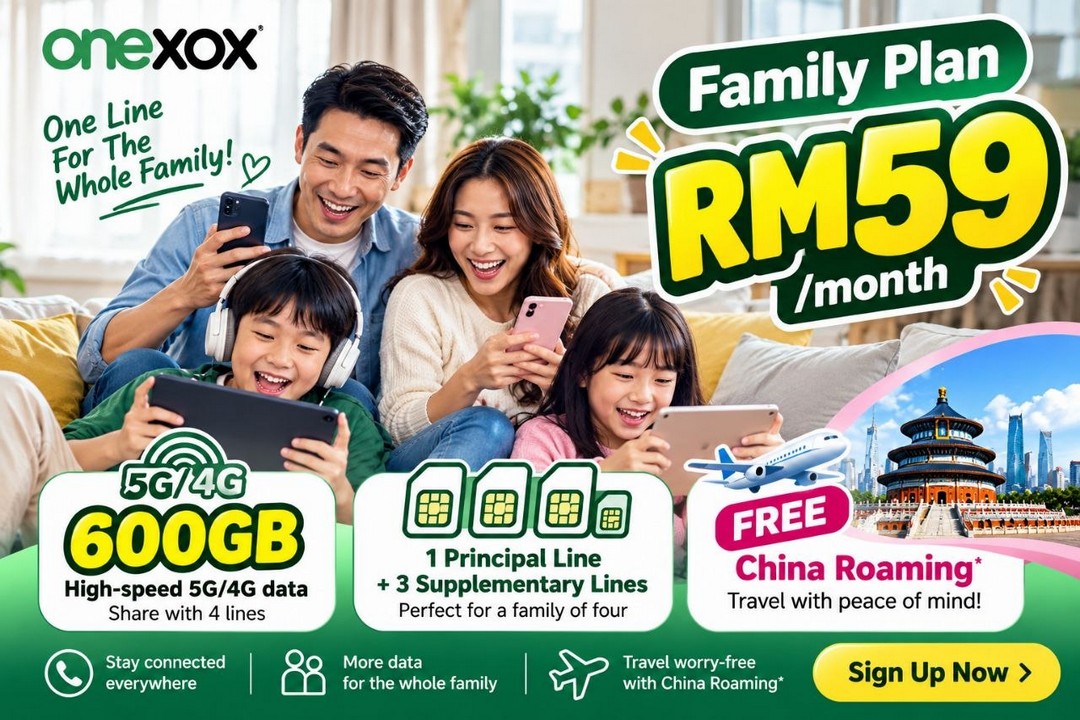 oneXOX-XOX-Family-59-Promotion 14 October 2026 onwards: oneXOX: XOX Family 59 Promotion – Share 600GB 5G/4G Data Across Four Lines for RM59 per Month