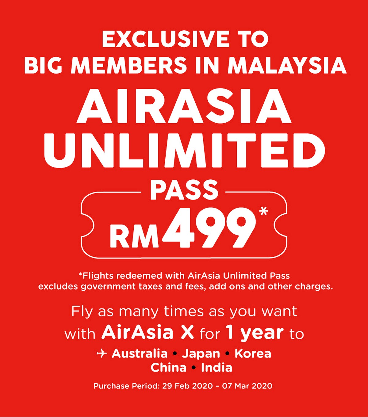AirAsia-Amazing-RM499-Unlimited-Flights-to-5-countries-Australia-Japan-Korea-China-India-Unlimited-Annual-Pass-29-Feb-2020-1-day-only - LifeStyle 