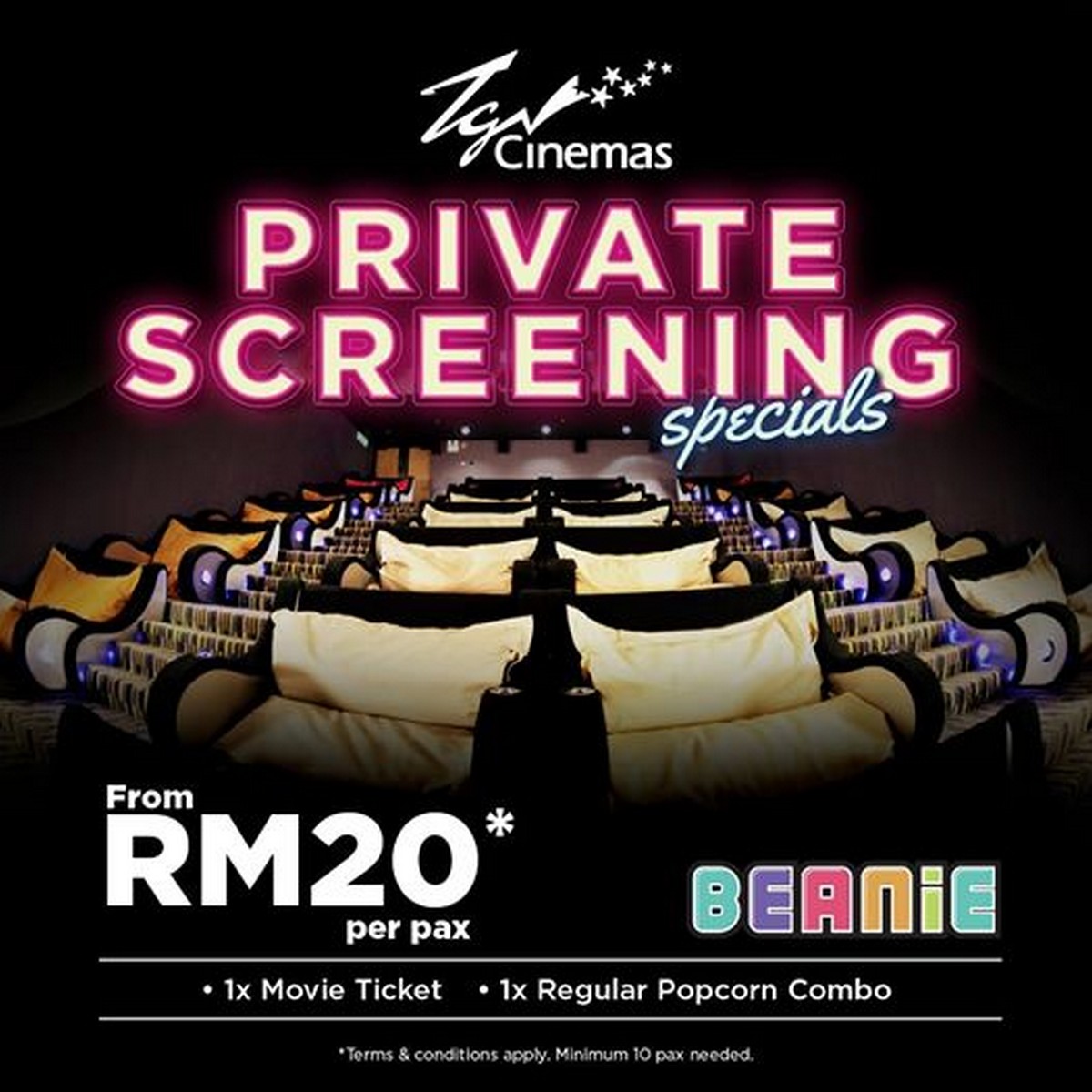 TGV Beanie Hall For Private Screening Specials Where You Can Book The