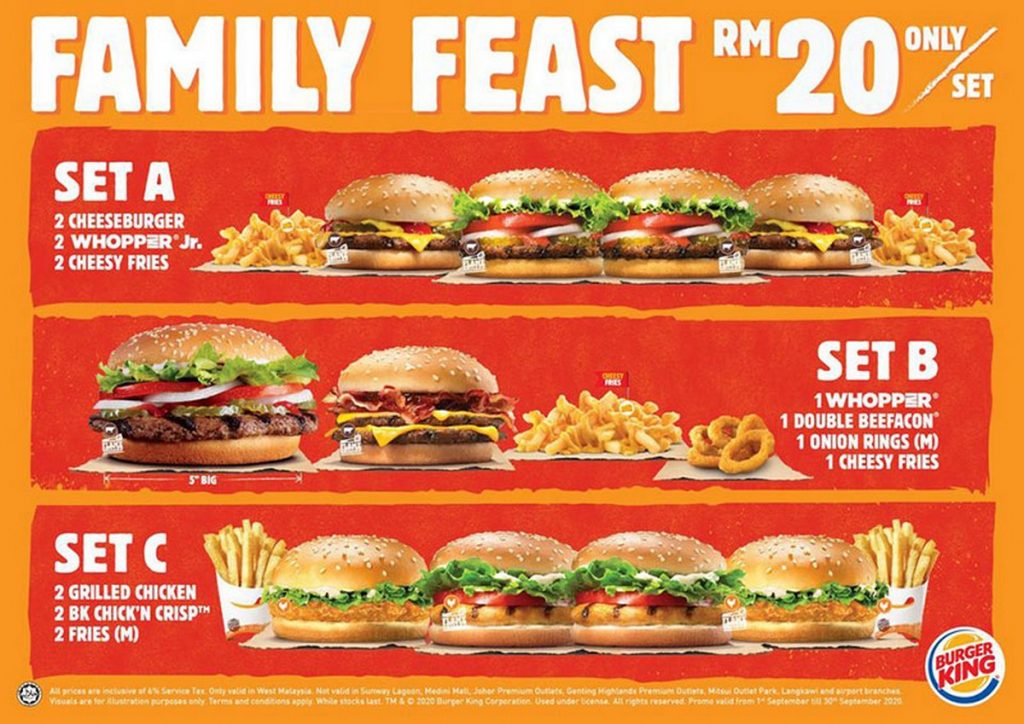 Burger King Family Package Offers For only Rm20 And Choose From 3 Set