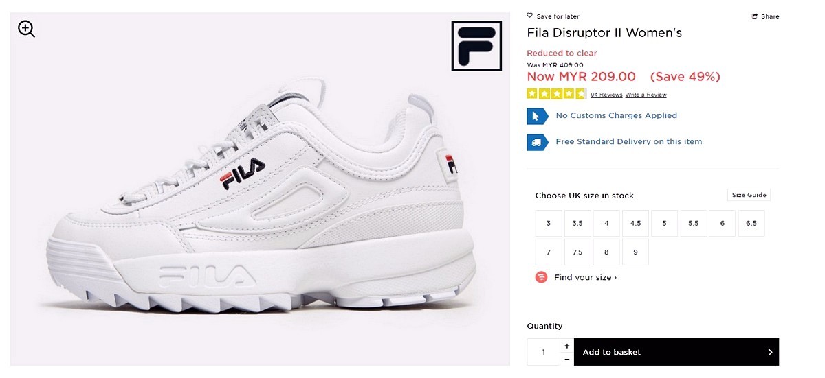 Sports Clearance With Fila RAY For Rm200 only! Discount Promotion - EverydayOnSales.com News