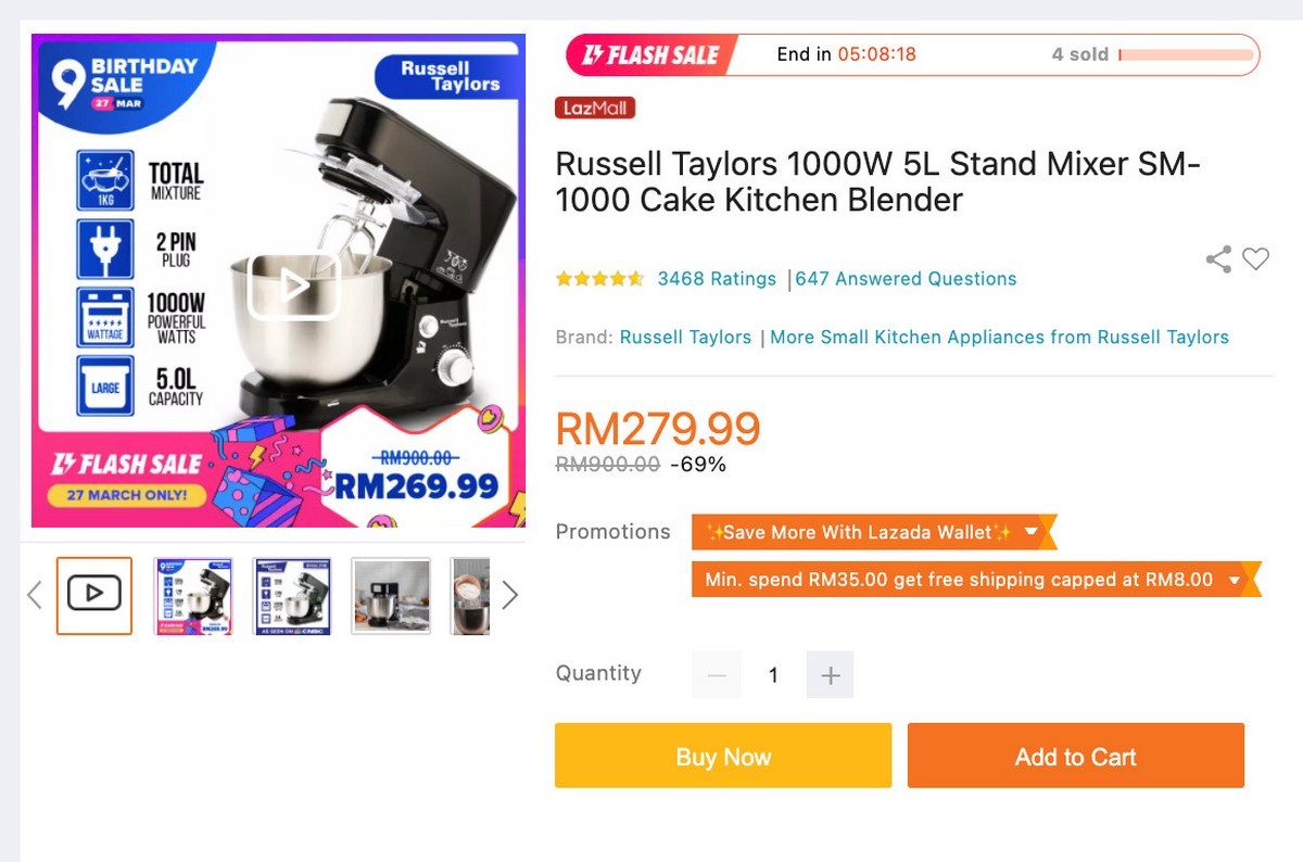 11.Russell-Taylors-1000W-5L-Stand-Mixer - LifeStyle 